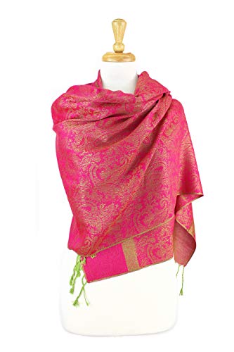 Paskmlna Paisley Jacquard Pashmina Shawl Wrap Scarf Stole (Hotpink018127)