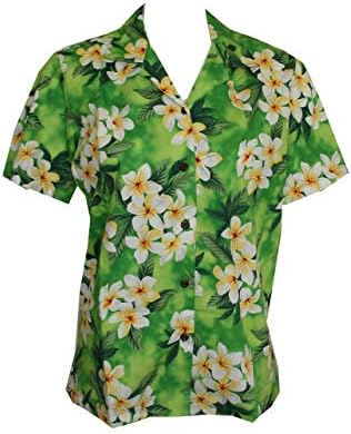 Made in Hawaii ! Women's Plumeria Season Hawaiian Aloha Camp Shirt