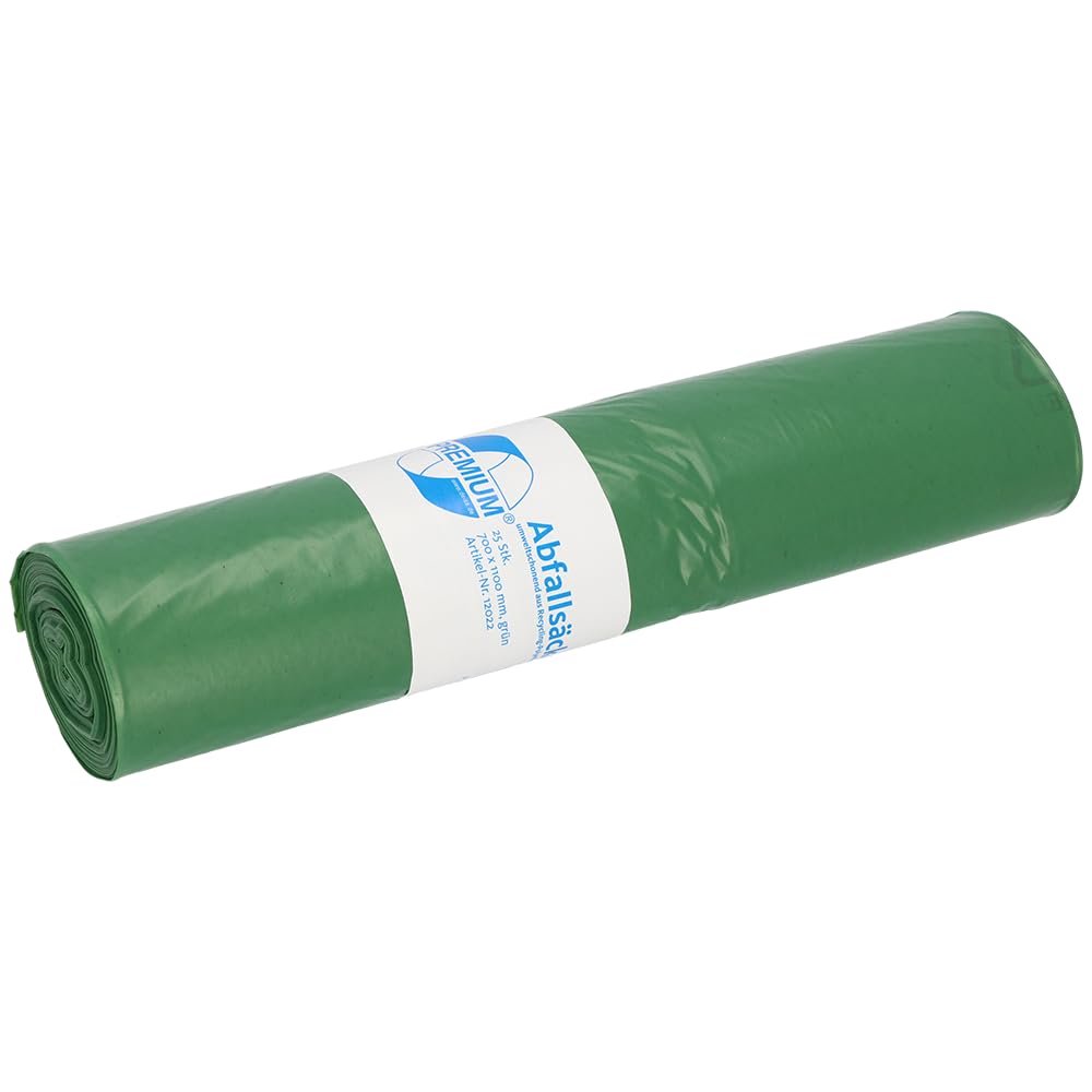 Deiss Type 60 Premium 12022 Rubbish Bags 700 x 1100 mm, 25 per roll, Green