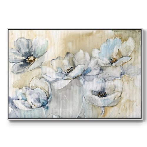 Renditions Gallery Floral Wall Art Paintings for Home Blue & White Soft Bloomin…