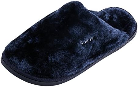 Geestock Mens Slippers Fluffy Houseshoes Memory Foam Winter Warm Soft Slipper For Ladies Bedroom House Home Indoor (X-Large(US 12-13)(UK 11-12), Purplish Blue)