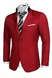 Coofandy Men's Casual Dress Suit Slim Fit Stylish Blazer Coats Jackets, Size Large, Red