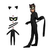 Kids Cat Noir Costume - Boy Girl Child Halloween Black Cat Cosplay Jumpsuit