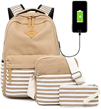 Vezela Set of 4 Casual Laptop Bag (35L) with USB Charging Feature with Lunch Bag, Pencil Case & Pouch, School Bag for Girls and Boys, College Bags for Girls, Laptop Backpack