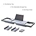 SONGMICS Bamboo Bath Tray, Luxury Extendable Tub Caddy Table with Tablet Phone Slots, Cup Holder, Bathroom Organizer, Extra Soap Holder, Gray UBCB88GY