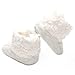 Annnowl Baby Girls Knit Soft Fur Winter Warm Snow Boots Crib Shoes (6-12 Months, White)