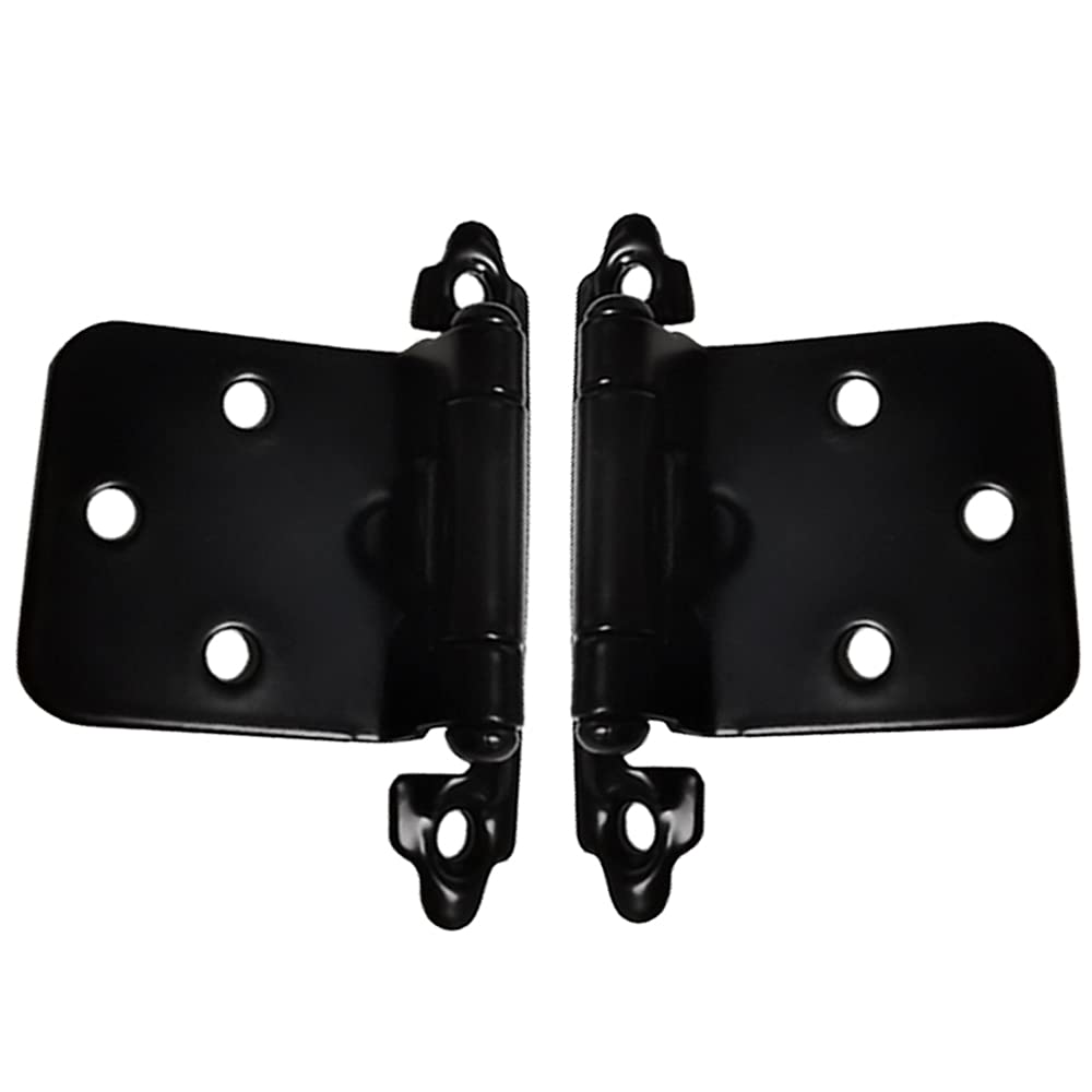 Mesee 5 Pairs Overlay Cabinet Hinges, Semi-Concealed Metal Flush Cupboard Hinge Set Self Closing Decorative Kitchen Cabinet Doors Hinges Face Mount Furniture Hardware Accessory
