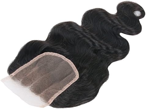 BetterealBody Wave Lace Closure 3 Part Brazilian Virgin Human Hair Lace Closure Bleached Knots Natural Color with Baby Hair (10 inch)
