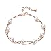 SHINCO Bella Lotus 8 Pcs Simulate Pearl Beads 18k Rose Gold Plated Two Layer Chain Bracelets Women Fashion Jewelry, Gifts for Birthday, Valentine's Day, Anniversary