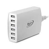 USB Charger Key Power 60 Watt 6-Port USB Powered Charging Station for Mobile Phone, Smartphones, Tablets and more