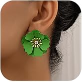 Denifery Unique Boho Flower Dangle Earrings Exaggerated Layered Floral Petal Drop Dangle Earrings Statement Stud Earring for Women Jewelry