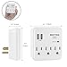 [4 Pack] BESTTEN Wall Surge Protector with 2 USB Charging Ports and 3 AC Outlets, 15A/125V/1875W, ETL Certified, White