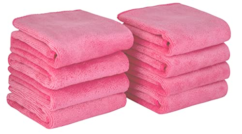 BW&HM Microfibre Face Cloths Makeup Remover Cloths Face Drying cloths Wash Towels Facial Cleansing Towels Super Soft 30cm x 30cm 8 Pack Pink