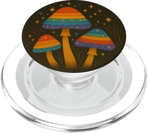 Colorful Rainbow Boho Mushrooms Pride Forest Vibes PopSockets PopGrip for MagSa…
