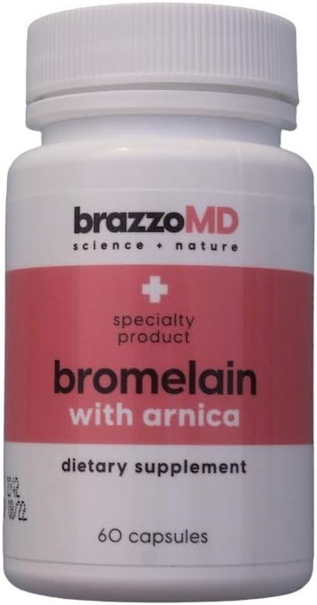 brazzoMD Bromelain with Arnica Tablets, 60 tablets, Plastic Surgeon developed to reduce bruising, swelling, inflammation, and pain, and to assist in natural healing: Health & Personal Care