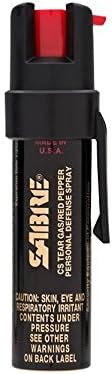 SABRE Advanced Compact Pepper Spray with Clip – 3-in-1 Pepper Spray, CS Tear Gas & UV Marking Dye – Maximum Police Strength OC Spray, 10-Foot (3M) Range, 35 Bursts – Optional Practice Spray