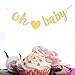 Qibote Large Gold Glitter Oh Baby Banner for Baby Shower Party Decorations