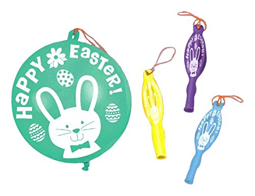 Egg-stra Special Easter Party Assorted Colors Punch Balloon Favours, Latex, 6" x 2", Pack of 4