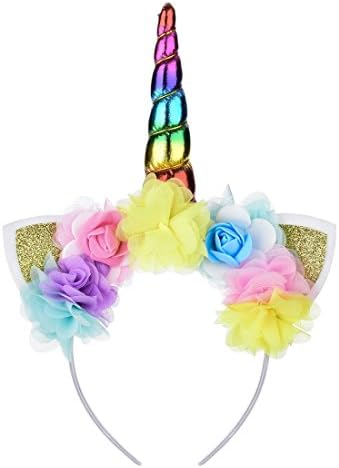 Unicorn Horn Ears Flower Headband Unicorn Horn Headband for Party Or Cosplay