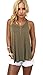 AMiERY Women's Simple and Cute All-Match Backless Crossed Vest T-Shirt Tank Tops Army Green L