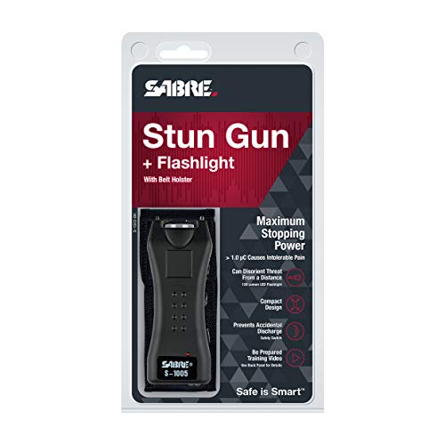 SABRE Compact 1.6 µC Stun Gun Flashlight — Emits 1.6 Powerful Pain