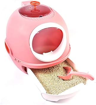 Newgreeny Katzentoilette Mit Vollstandig Geschlossener Katzentoilette Automatischem Luftreiniger Deodorant Und Grossem Sandtopf Zur Verhinderung Von Spritzern 53 45 40 Pink Amazon De Haustier