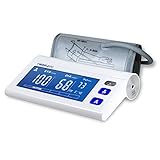 MeasuPro Arm Digital Blood Pressure Monitor with Heart Rate Detection, Hypertension Color Alert Display, Two User Modes, IHB Indicator, and Memory Recall