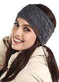 Womens Cable Knit Ear Warmer Headband - Winter Fleece Lined Headwrap by Brook + Bay