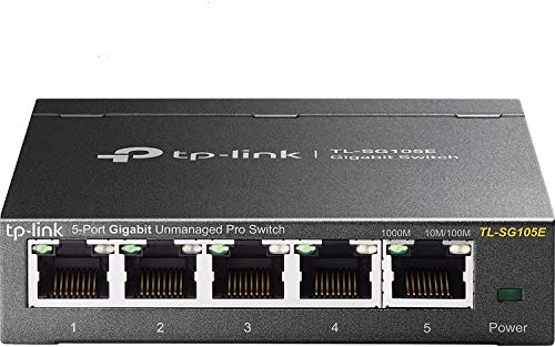TP-Link 5-Port Gigabit Ethernet Easy Smart Switch | Unmanaged Pro | Plug and Play | Desktop | Sturdy Metal w/Shielded Ports | Limited Lifetime Replacement (TL-SG105E)