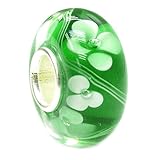 Sterling Silver Green Glass Flower European Style Glass Bead Charm