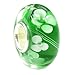 Sterling Silver Green Glass Flower European Style Glass Bead Charm