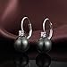 ZowBinBin 925 Sterling Silver 10mm Pearl Earrings,Beautiful Black Pearl Earrings,White Pearl Dangle Earrings Hypoallergenic Shell Pearl Earrings