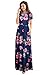 AnniBlue Women's Short Sleeve Printing Dress Round Neck Boho Long Maxi Dress
