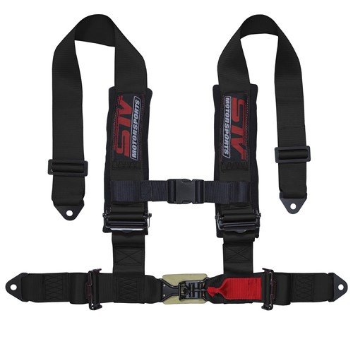STVMotorsports 4 Point Shoulder Harness Set - 2" Pads - Universal H-Type - Bolt in - Latch and Link Quick Release - for Off-Road, UTV, Trucks, Side by Side (Pair) (Black)