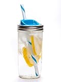 Mason Drinking Jar with Straw and Sip Lid - 24 oz., Blue by Ball