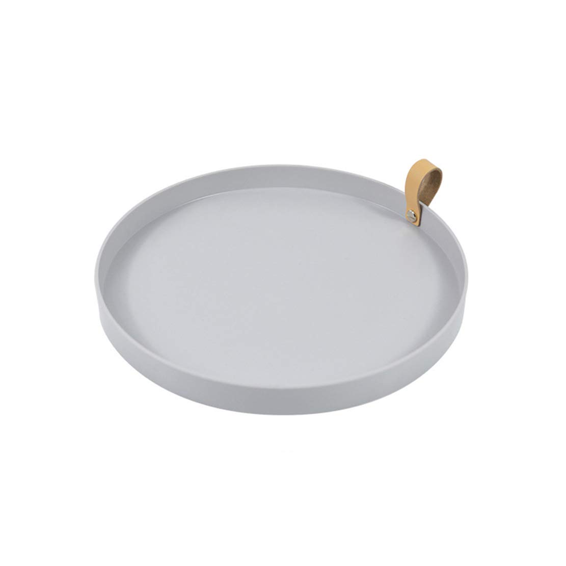Verve Jelly Multifunctional Storage Tray Round Serving Tray with Handles, Breakfast Dinner Tray Serving Platters for Coffee Wine Coffee Tea Fruit Meals, 10.2 * 10.2 * 1.0in, Light Grey
