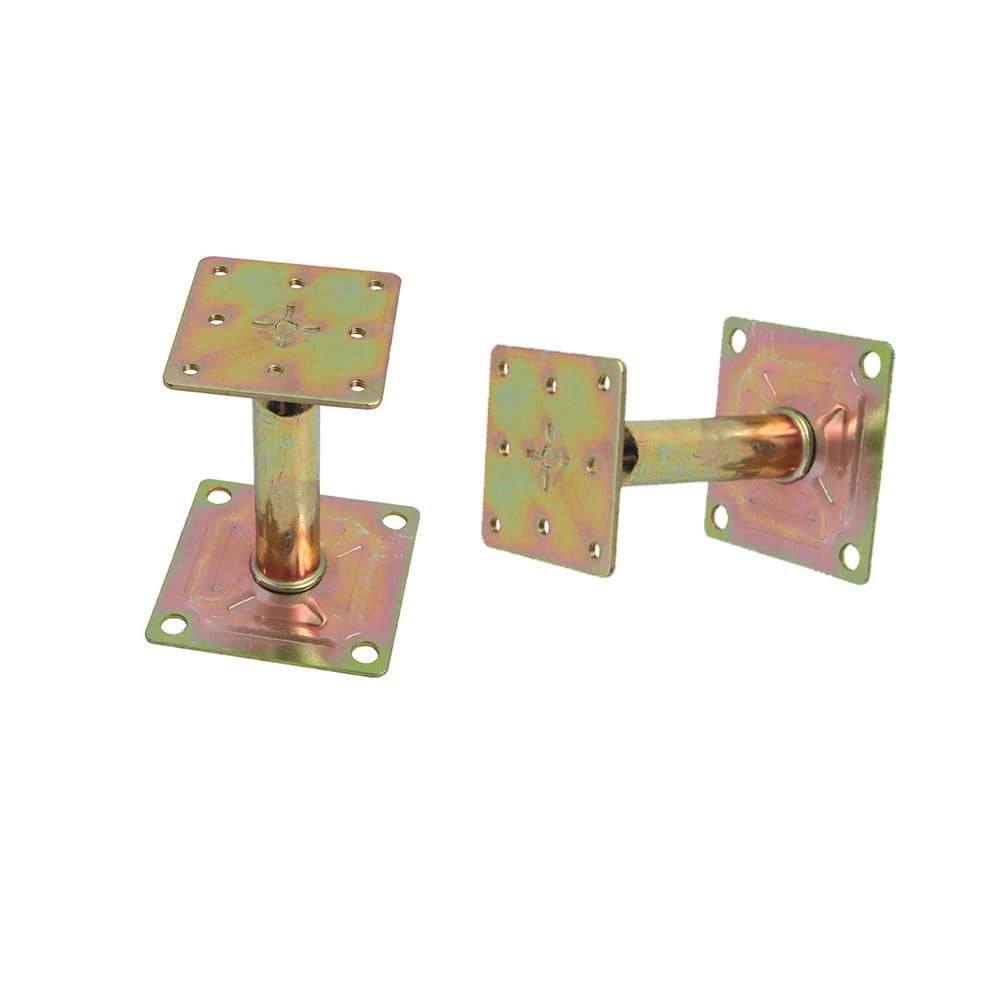 Adjustable Base Plates Brackets Post Holders, Lokatall 2 Pack Heavy Duty Roof Support 55-75mm Elevated Fence Post Base Support Galvanised Steel for Building Roofing Movable Scaffolding