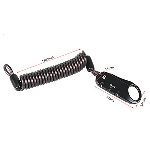 Qiorange ET-152 Mini Portable Anti-theft Resettable 3 Digit Bike Bicycle Cycling Spring Combination Cable Lock Senior Travel Luggage Locks Helmet Lock, 4x 1500mm (Blcak)