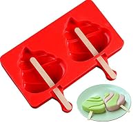 Bluecandy Children Summer Creative 2 Cavity Popsicle Silicone Molds With Popsicle Sticks,Random Color