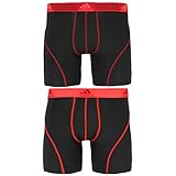 adidas Men's Sport Performance Climacool Boxer Brief Underwear (2 Pack), Black/Power Red/Solar Red, Small