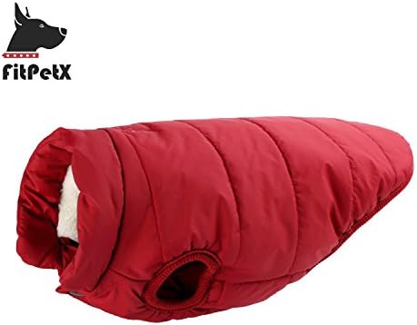 FitPetX Dog Jacket, Super Warm Cold Weather Dog Vest, Winter Coat for Small/Medium/Large Dog-Red, L
