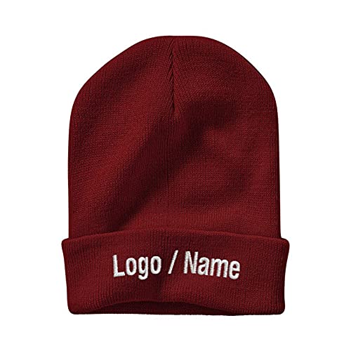 Embroidered Beanie Red Beanie Hat Women's Custom Knit Mens