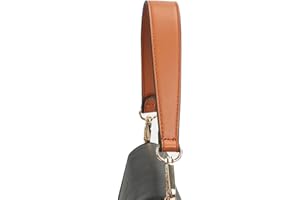 MOISTRI Flat Grain Leather Replacement Straps for Handbags Purse Straps Replacement Crossbody Silver Clasps Women Purse Making 14.17"(36CM) Long Brown
