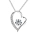 Pealrich 925 Sterling Silver Forever Love Heart Diamond Pendant Necklace