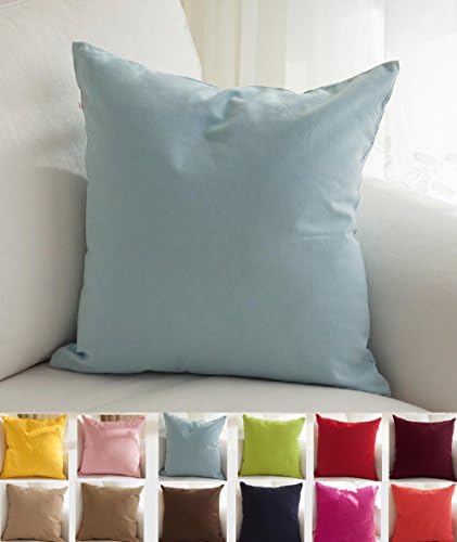 TangDepot Cotton Solid Throw Pillow Covers, 12" x 20" , Light Blue