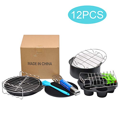 8 inch Air Fryer Accessories for Gowise USA Cozyna Airfryer XL 5.3QT - 5.8QT, Deluxe Deep Fryer Accessories Set of 8/12 (12)