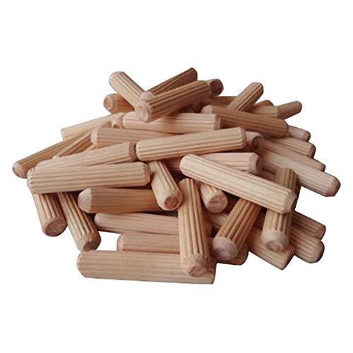 100Pcs Wooden Dowel Cabinet Drawer Round Fluted Wood Craft Dowel Pins Rods Set Furniture Fittings - 6x40mm