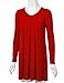 MBJ WT1166 Womens V-Neck Long Sleeve Pleats Tunic Dress Top M RED
