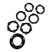 Penile Cock Rings Silicone Male Erection Enhancement Stay Hard Set of 7 Includes 6 Black Ribbed Cockrings & 1 Thick Black Donut Discreet Packaging