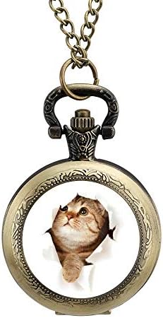 懐中時計 猫柄 ネコ ベッド ポケットウォッチ ナースウォッチ ペンダント チェーン ネックレス 合金製 紳士 シルバー お気にいる Watch プレゼント ブラック Pocket メンズ 看護師 ギフト レディース 銅 かわいい